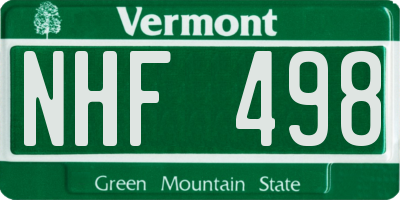 VT license plate NHF498