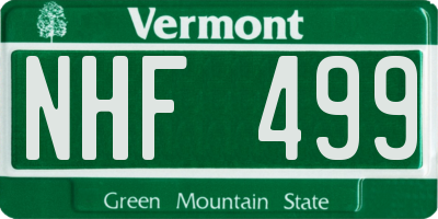 VT license plate NHF499
