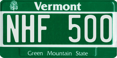 VT license plate NHF500