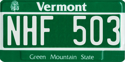 VT license plate NHF503