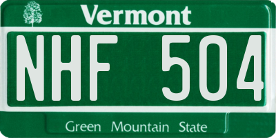 VT license plate NHF504