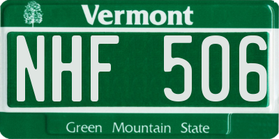 VT license plate NHF506