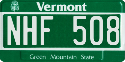 VT license plate NHF508