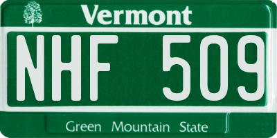 VT license plate NHF509