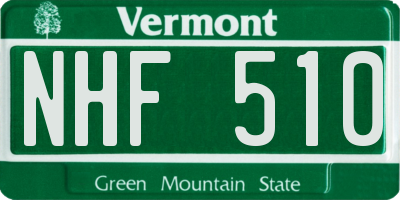 VT license plate NHF510