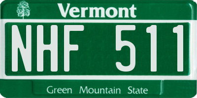 VT license plate NHF511