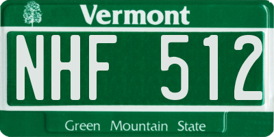 VT license plate NHF512