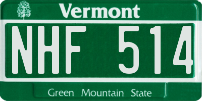 VT license plate NHF514