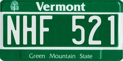 VT license plate NHF521