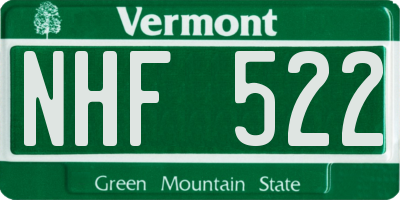 VT license plate NHF522