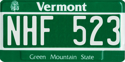 VT license plate NHF523