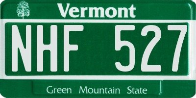 VT license plate NHF527