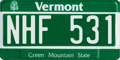 VT license plate NHF531