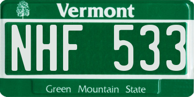 VT license plate NHF533