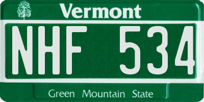 VT license plate NHF534