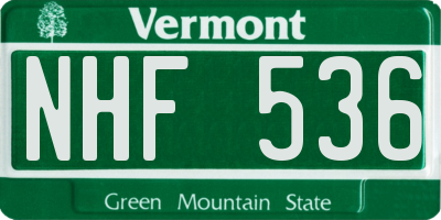 VT license plate NHF536