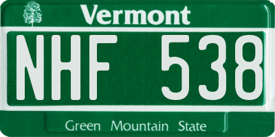 VT license plate NHF538