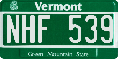 VT license plate NHF539