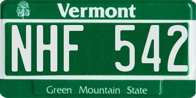 VT license plate NHF542
