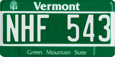 VT license plate NHF543
