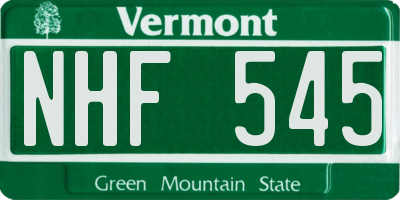 VT license plate NHF545