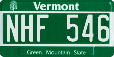 VT license plate NHF546