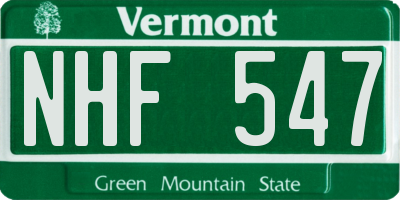 VT license plate NHF547