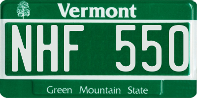 VT license plate NHF550