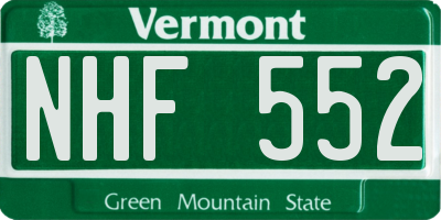 VT license plate NHF552