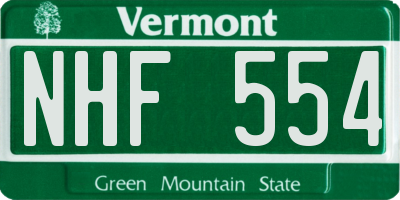 VT license plate NHF554