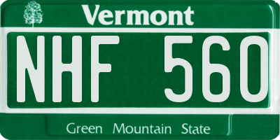 VT license plate NHF560