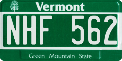 VT license plate NHF562