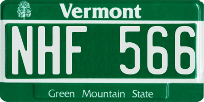 VT license plate NHF566