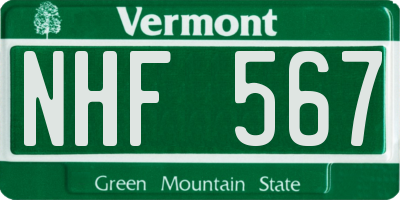 VT license plate NHF567