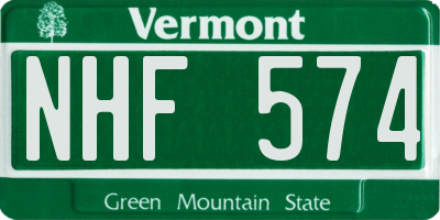 VT license plate NHF574