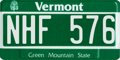 VT license plate NHF576