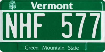 VT license plate NHF577