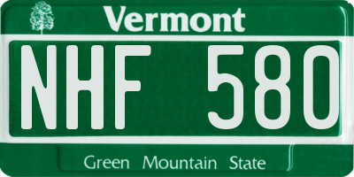 VT license plate NHF580