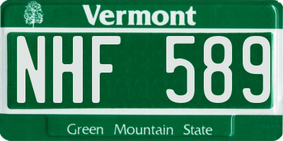 VT license plate NHF589