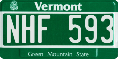 VT license plate NHF593