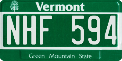 VT license plate NHF594