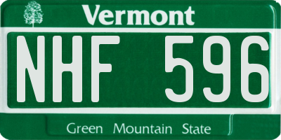 VT license plate NHF596