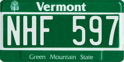 VT license plate NHF597