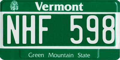 VT license plate NHF598