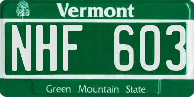 VT license plate NHF603