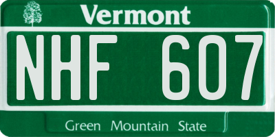 VT license plate NHF607
