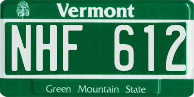 VT license plate NHF612