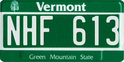 VT license plate NHF613