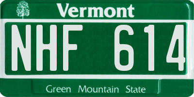 VT license plate NHF614