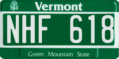 VT license plate NHF618